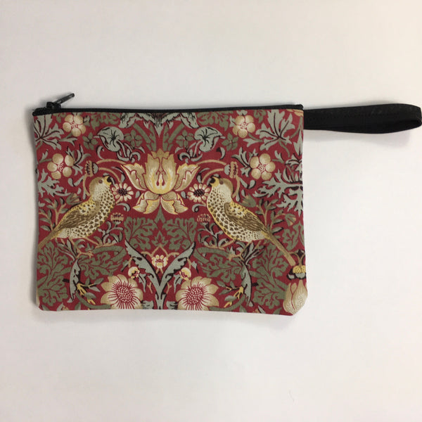 William Morris The Strawberry Thief Coin Purse or Pouch in red