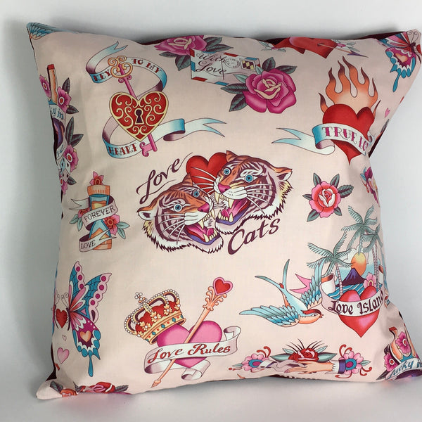 Pink  Mexican Tattoo cushion  cover
