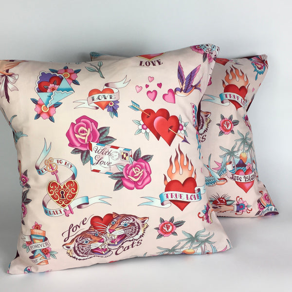 Pink  Mexican Tattoo cushion  cover