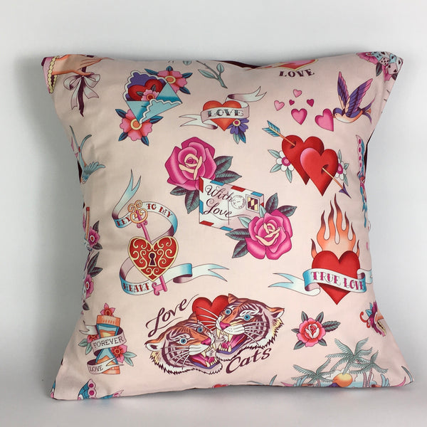 Pink  Mexican Tattoo cushion  cover