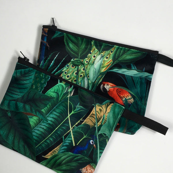 VELVET  RAINFOREST BOTANICAL COIN PURSE OR SMALL POUCHES