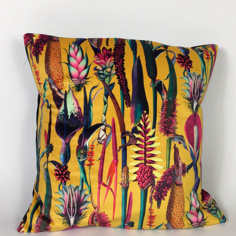 VELVET BOTANICAL ON GOLD CUSHION COVER