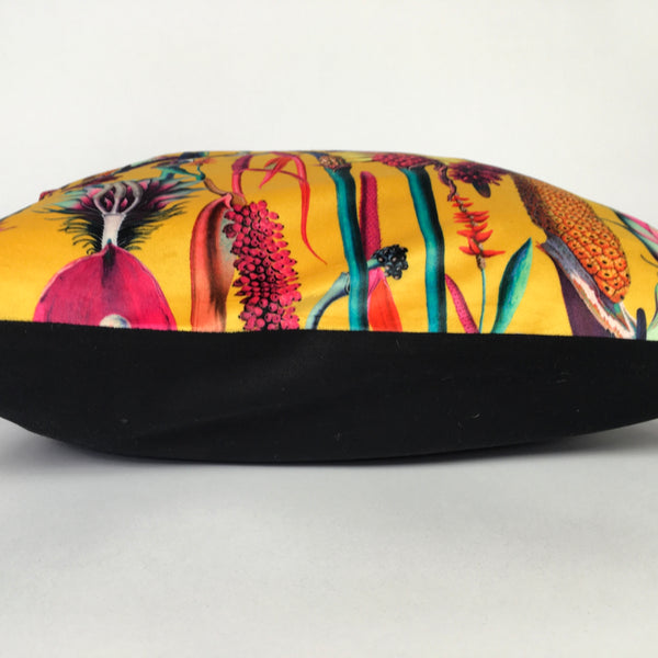 VELVET BOTANICAL ON GOLD CUSHION COVER