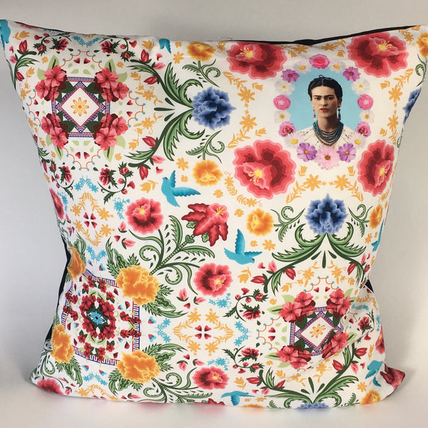 Mexican Floral Frida Cushion (White)