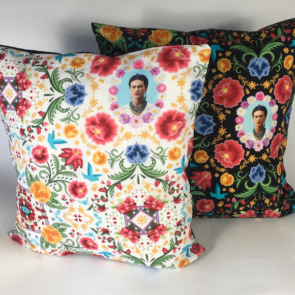 Mexican Floral Frida Cushion (White)