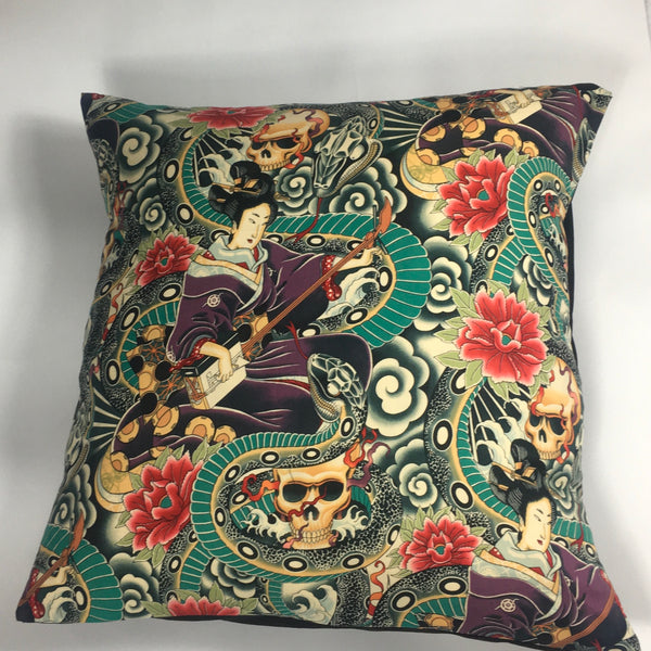 Japanese Tattoo Multicoloured Floor Cushion Cover