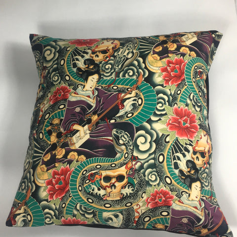 Japanese Tattoo Multicoloured Floor Cushion Cover