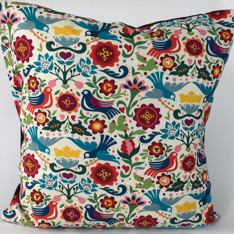 Folk Cushion Cover with Doves